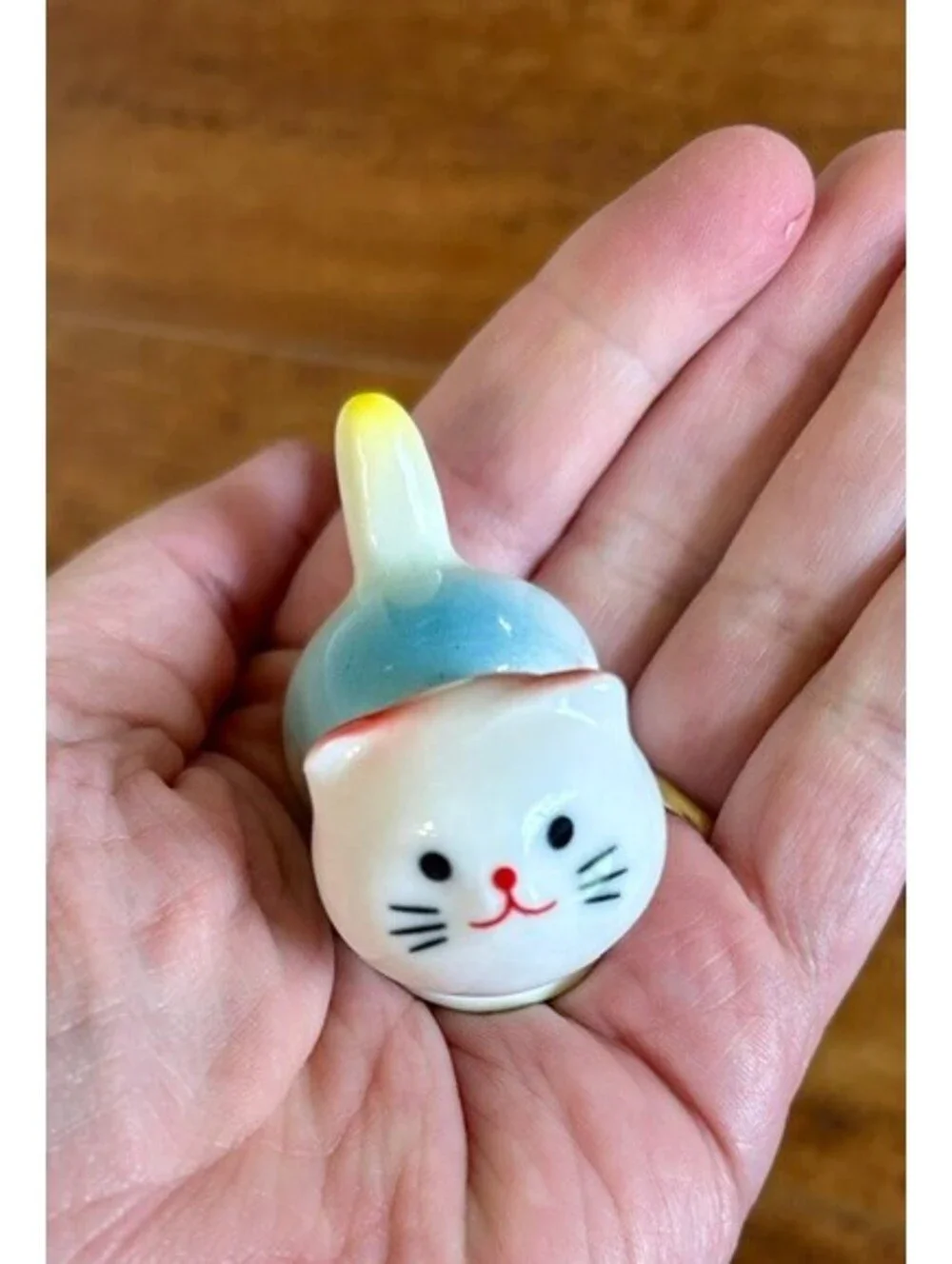 Pair of Vintage Ceramic Cat Figurines in Blue and White